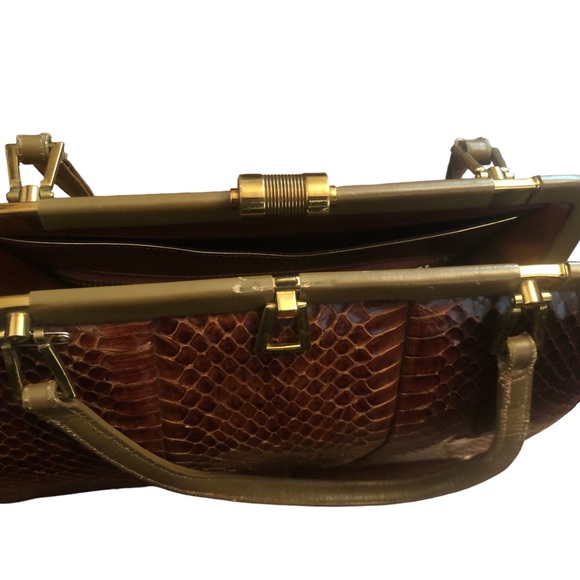 Beautiful vintage mini bowling bag in a real snake, 50 old and More,  vintage. - Picture 5 of 9